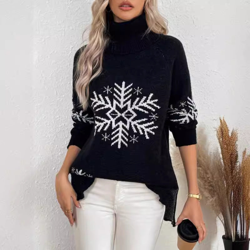 High Collar Christmas Sweaters Women's Clothing
