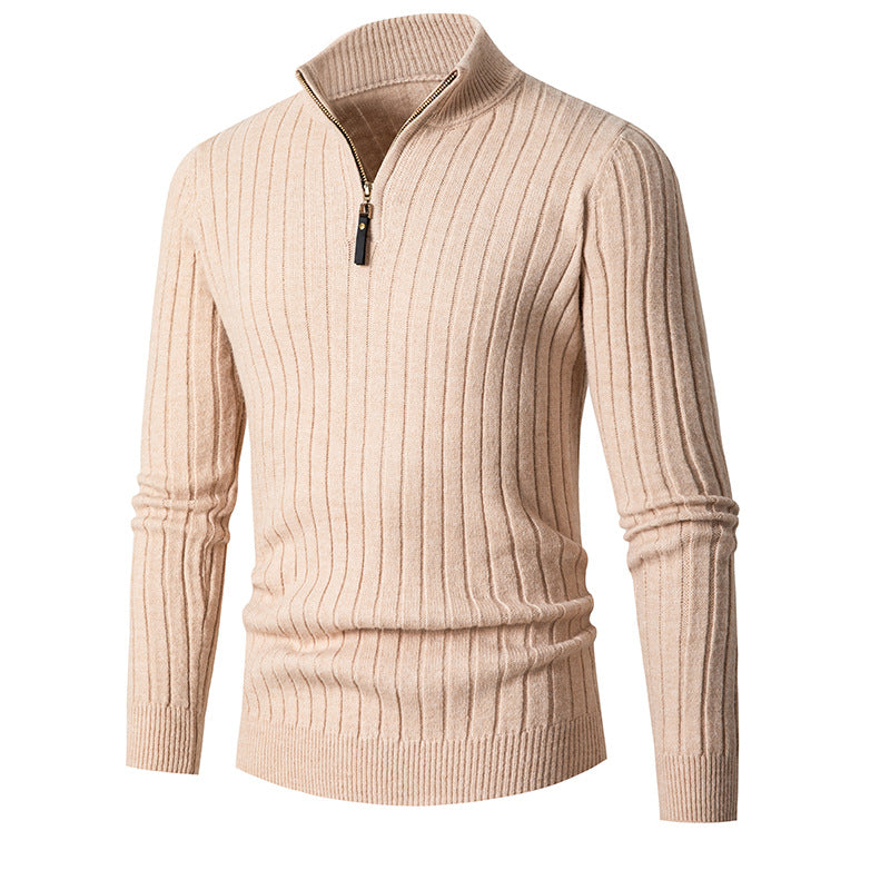 Men's Long Sleeve Half-Turtleneck Zip-Up Sweater in 5 Colors M-3XL - Wazzi's Wear