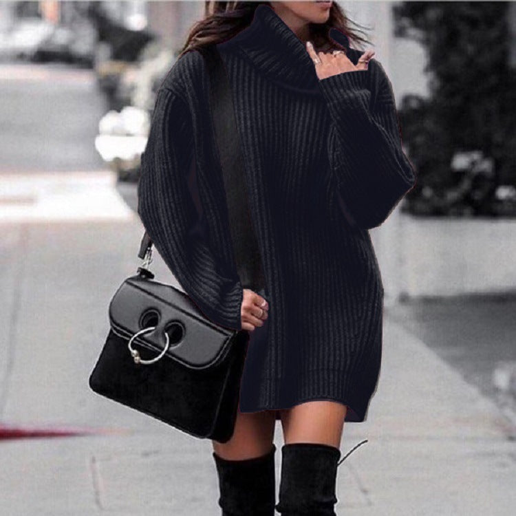 Women’s Long Sleeve Turtleneck Sweater Dress