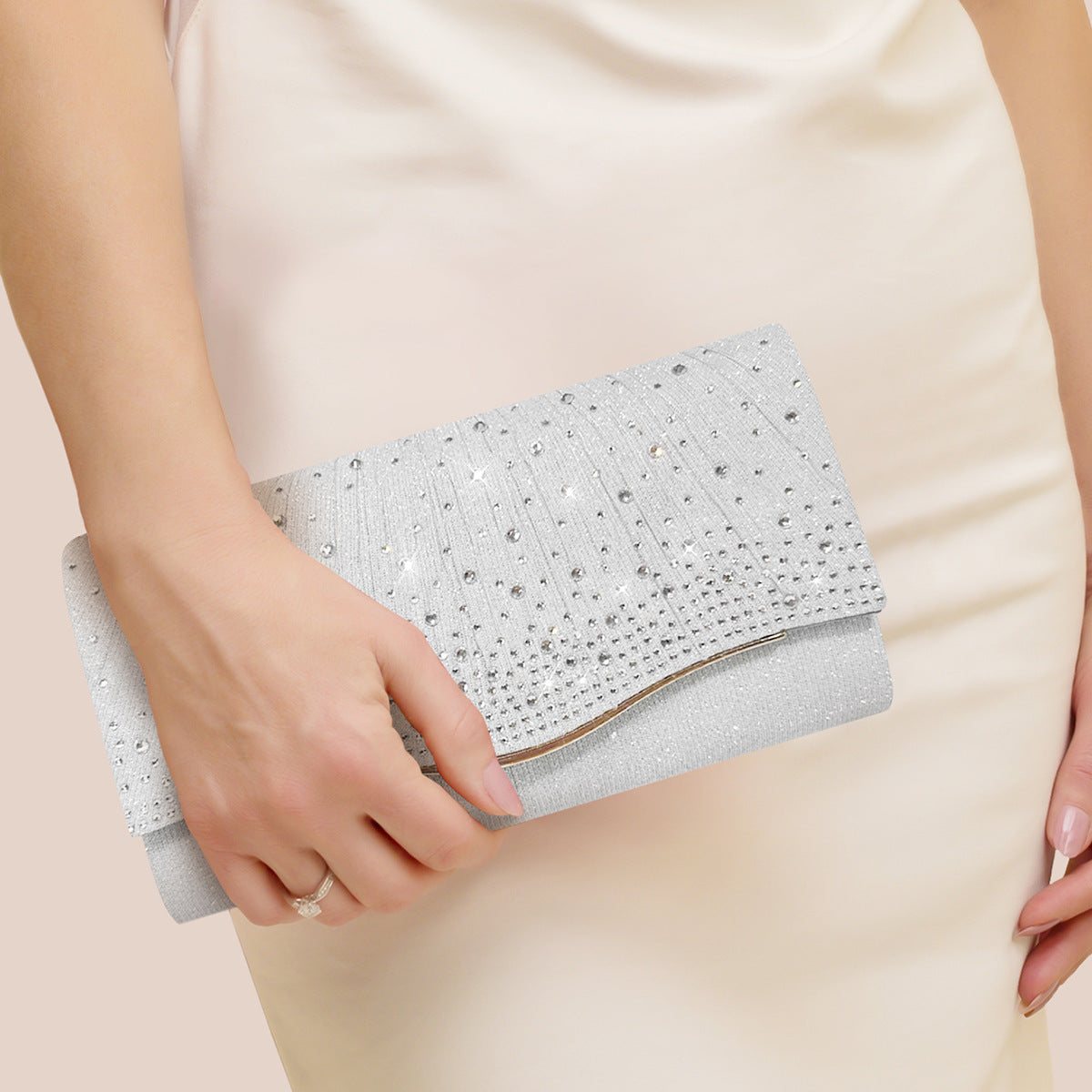 Women's Elegant Rhinestone Clutch with Chain Strap in 3 Colors - Wazzi's Wear