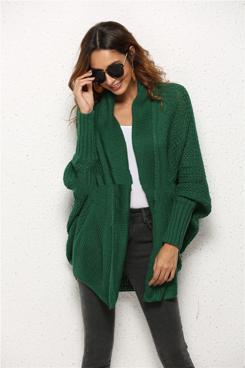 Women's Cardigan with Long Bat Sleeves