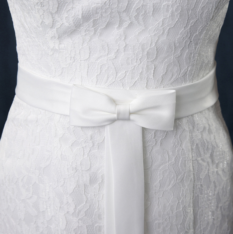 Women’s Lace Short Sleeve Mermaid Wedding Dress with Fishtail S-XL - Wazzi's Wear