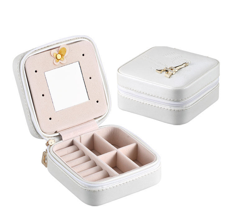 Portable Jewelry Box with Mirror in 4 Colors - Wazzi's Wear