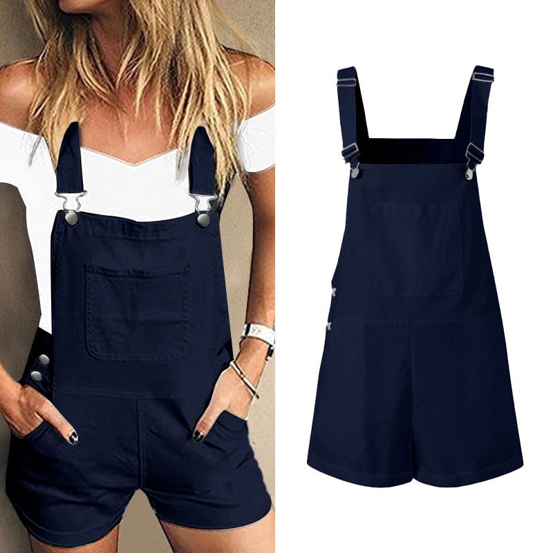 Women's Overall Shorts with Pockets