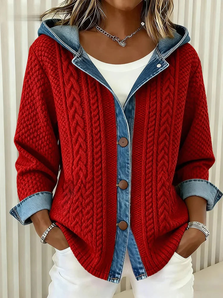 New Womens Trendy Plaid Contrast-color Jacket