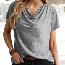Load image into Gallery viewer, Women’s Cowl Neck Short Sleeve Top in 5 Colors S-3XL - Wazzi&#39;s Wear