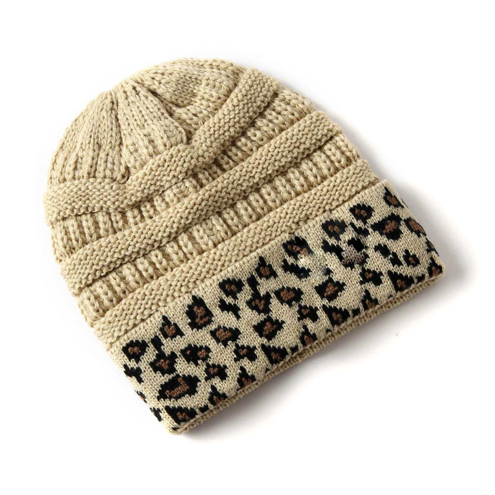 Women's Leopard Print Knit Beanie in 10 Colors - Wazzi's Wear