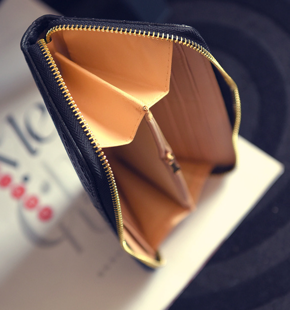 Pu small tassels 1 fold wallet 2016 trendy Korean fashion long wallet simple multi-card wallet - Wazzi's Wear