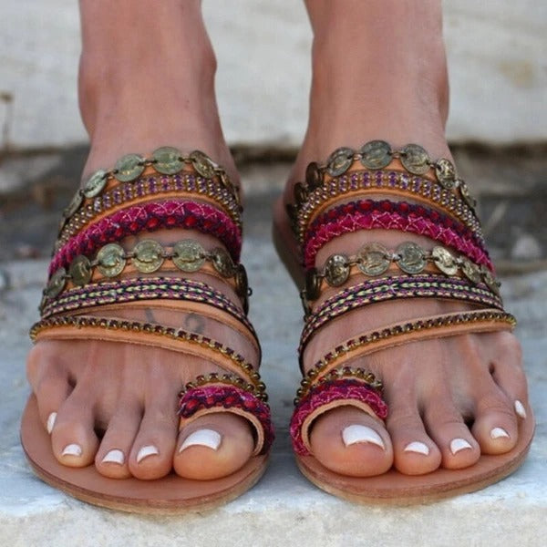 Women’s Flat Bohemian Beach Sandals - Wazzi's Wear