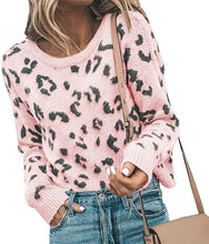 Load image into Gallery viewer, Women’s Round Neck Leopard Print Sweater in 5 Colors S-XL - Wazzi&#39;s Wear