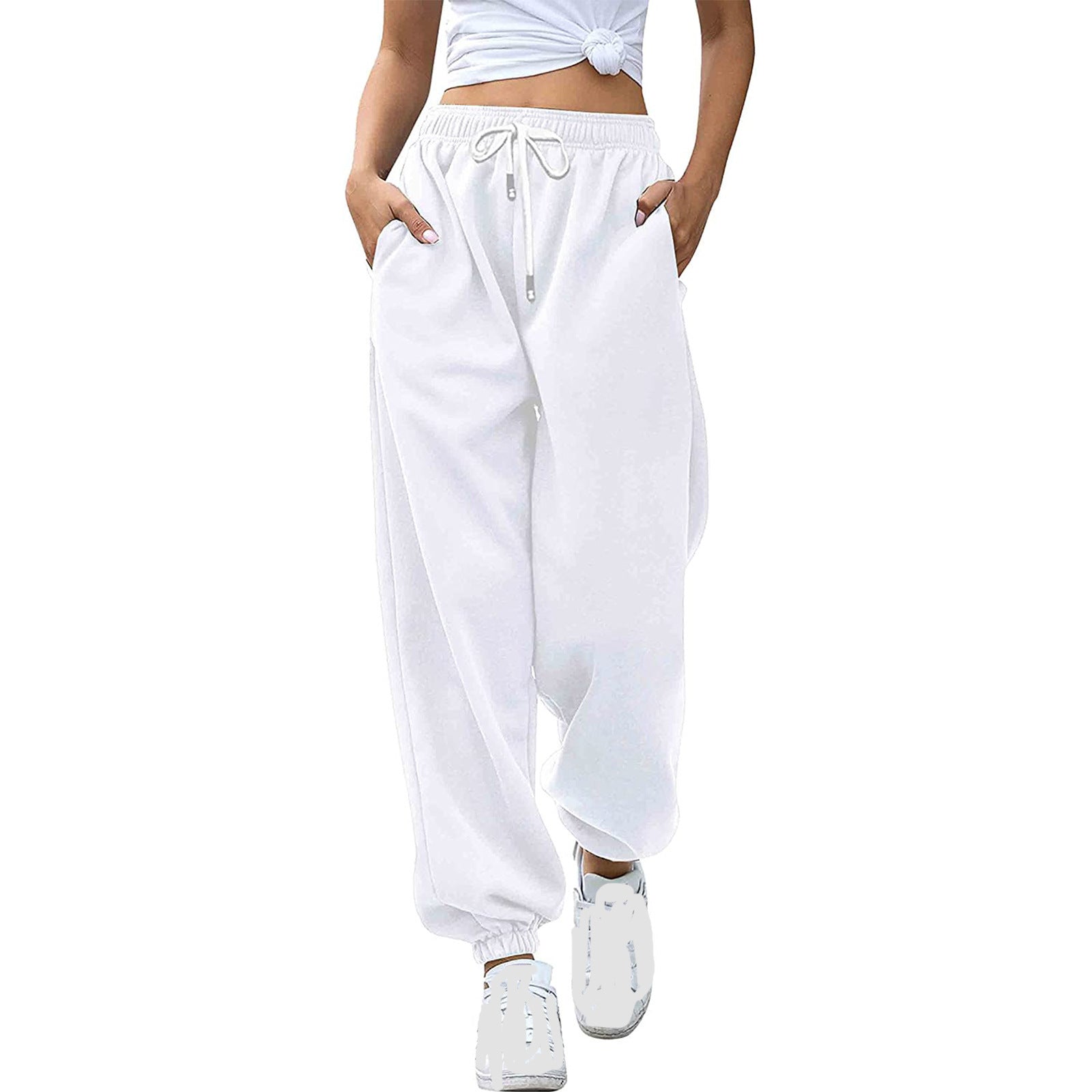 Women's Loose Fit Cuffed Sweatpants with Pockets