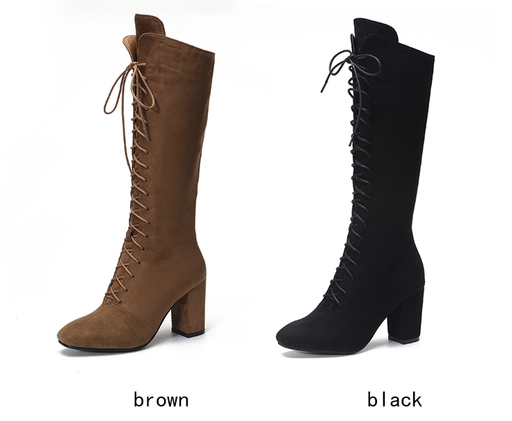 Women’s Suede Knee High Wide Heel Boots in 2 Colors - Wazzi's Wear