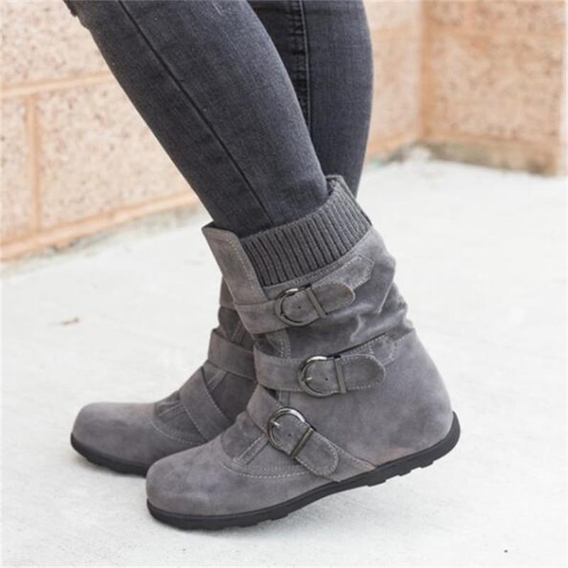 Women’s Slip-On Snow Boots with Buckles in 4 Colors - Wazzi's Wear