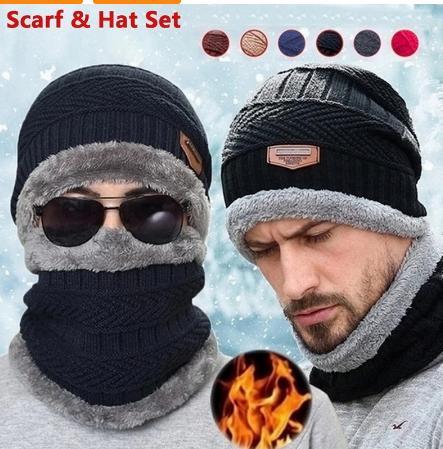 Unisex Fleece-Lined Toque with Matching Neck Warmer