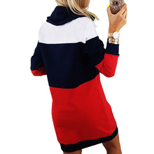 Load image into Gallery viewer, Women’s Cowl Neck Long Sleeve Colorblock Sweatshirt Dress in 2 Colors S-XL - Wazzi&#39;s Wear