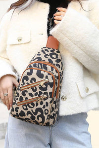 Cheetah Print Sling Bag with Zippered Pockets - Wazzi's Wear