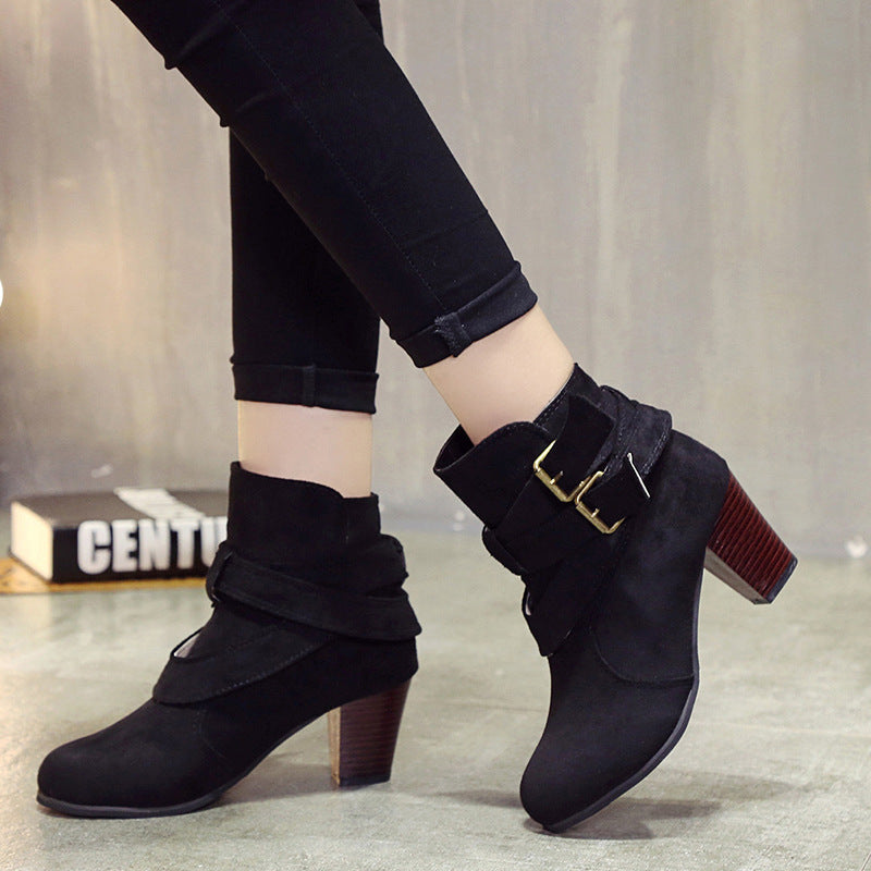 Women’s Suede Block Heel Ankle Boots