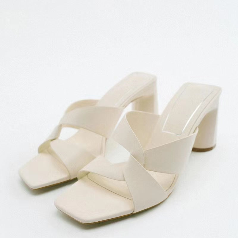 Women's Square Toe High Heel Sandals in 3 Colors