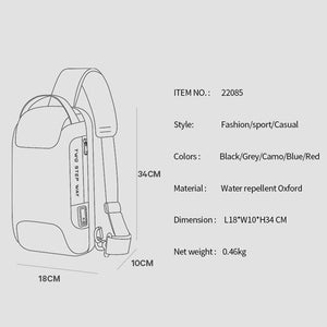 Anti-Theft USB Charging Waterproof Crossbody Bag in 7 Colors - Wazzi's Wear