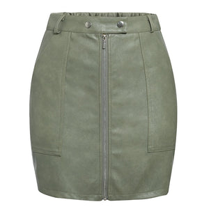 Women’s Leather Mini Skirt in 2 Colors S-L - Wazzi's Wear