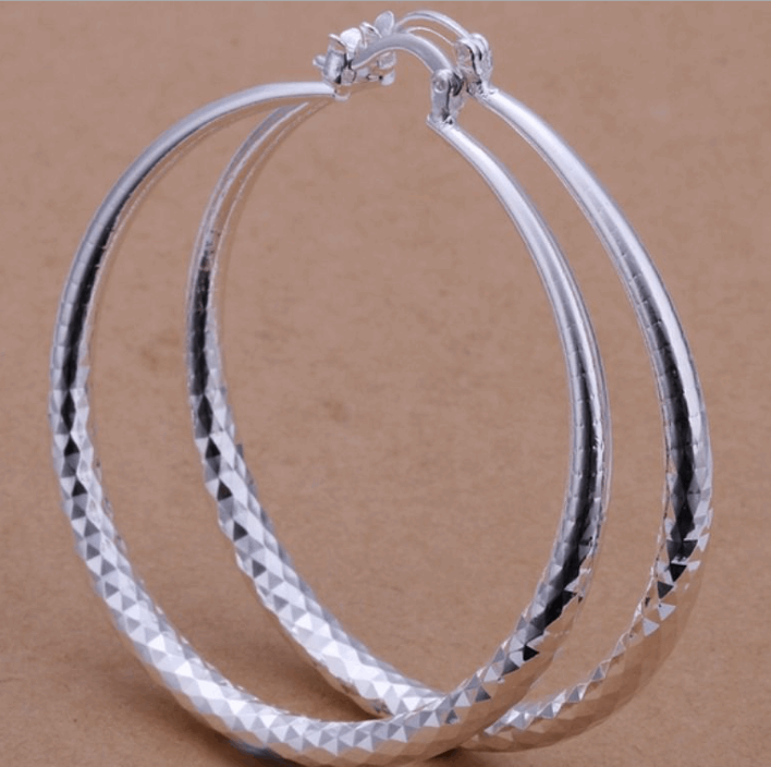 Large Silver-Plated Hoop Earrings - Wazzi's Wear