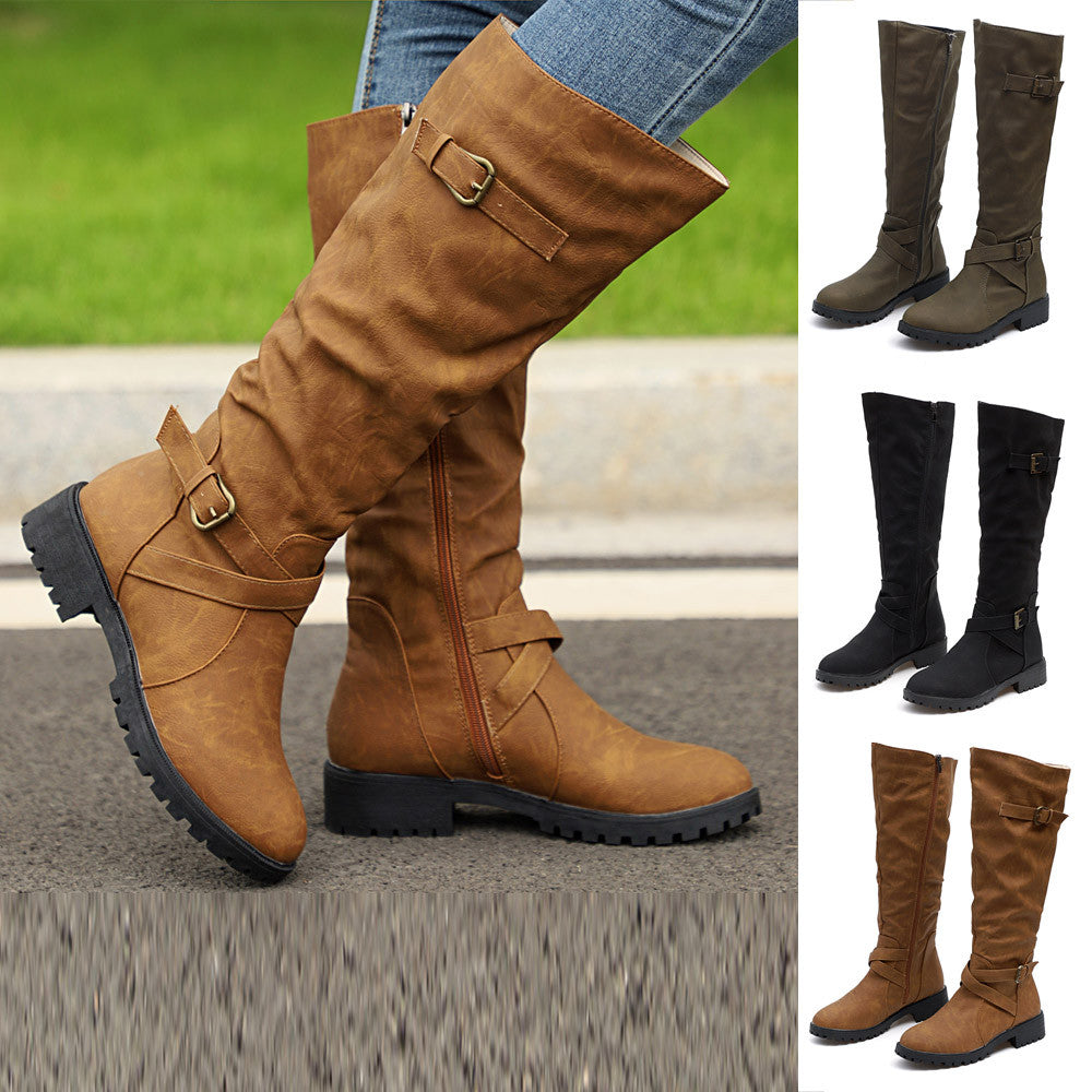 Women’s Low Heel Knee Length Boots