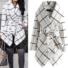 Load image into Gallery viewer, Women’s Plaid Coat with Irregular Hem and Waist Tie in 3 Colors - Wazzi&#39;s Wear