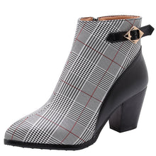 Load image into Gallery viewer, Women’s Plaid Ankle Boots with Thick Heel in 2 Colors - Wazzi&#39;s Wear
