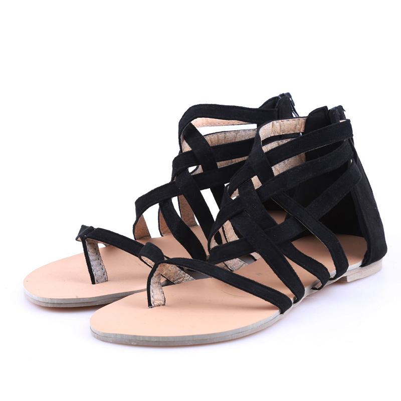 Women’s Criss Cross Flat Roman Sandals with Closed Heel - Wazzi's Wear