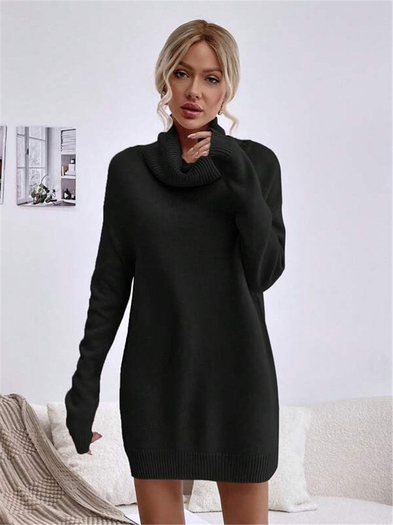 Women’s Long Sleeve Cowl Neck Sweater Dress