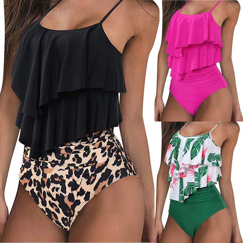 Women’s Ruffled Tankini Swimsuit in 3 Colors S-XL - Wazzi's Wear