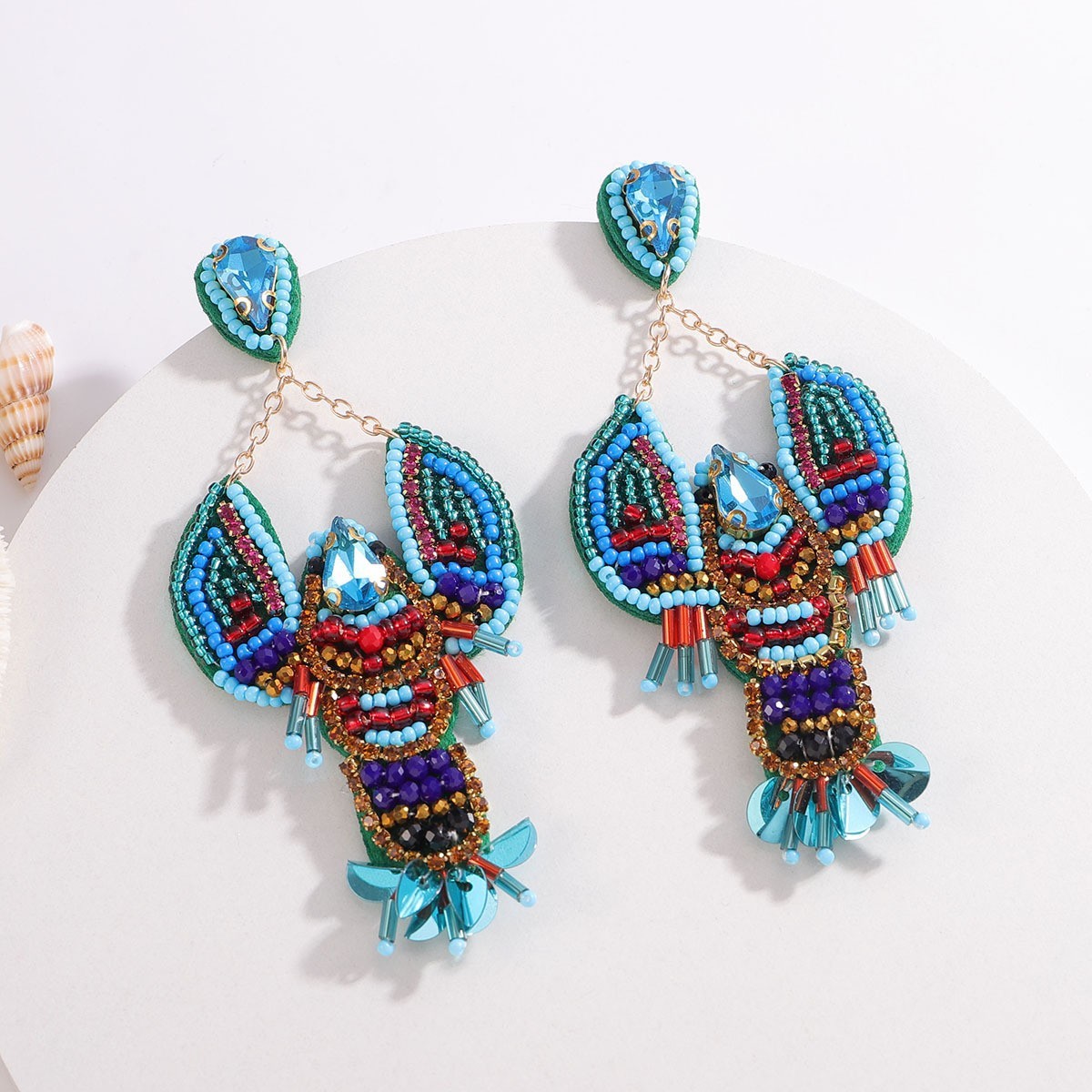 Bead Diamond Turtle Starfish Bird Shell Beaded Earrings