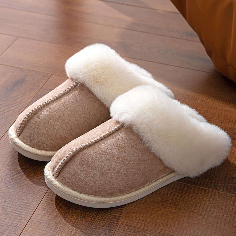 Suede Slip On Closed Toe Plush Slippers