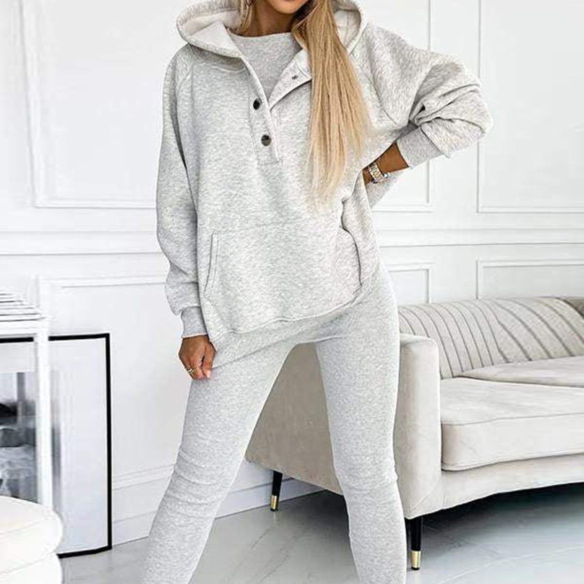 Women’s Hoodie, Legging, and Tank Top Three Piece Sports Set