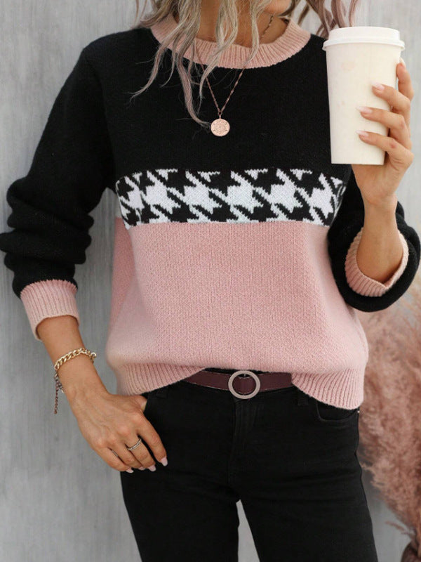 Women’s Colorblock Round Neck Knit Sweater