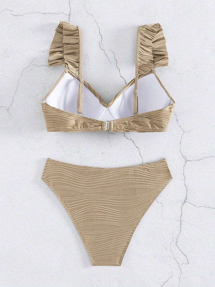 Women's Solid Color Ruffled Bikini in 2 Colors S-XL