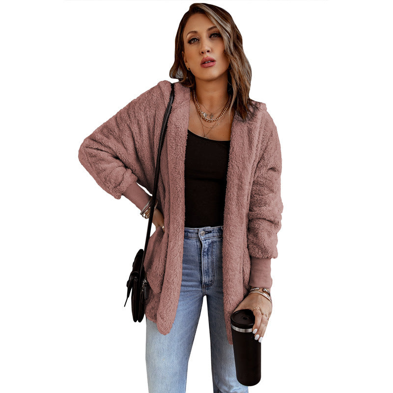 Women's Plush Long Sleeve Cardigan in 7 Colors S-3XL - Wazzi's Wear