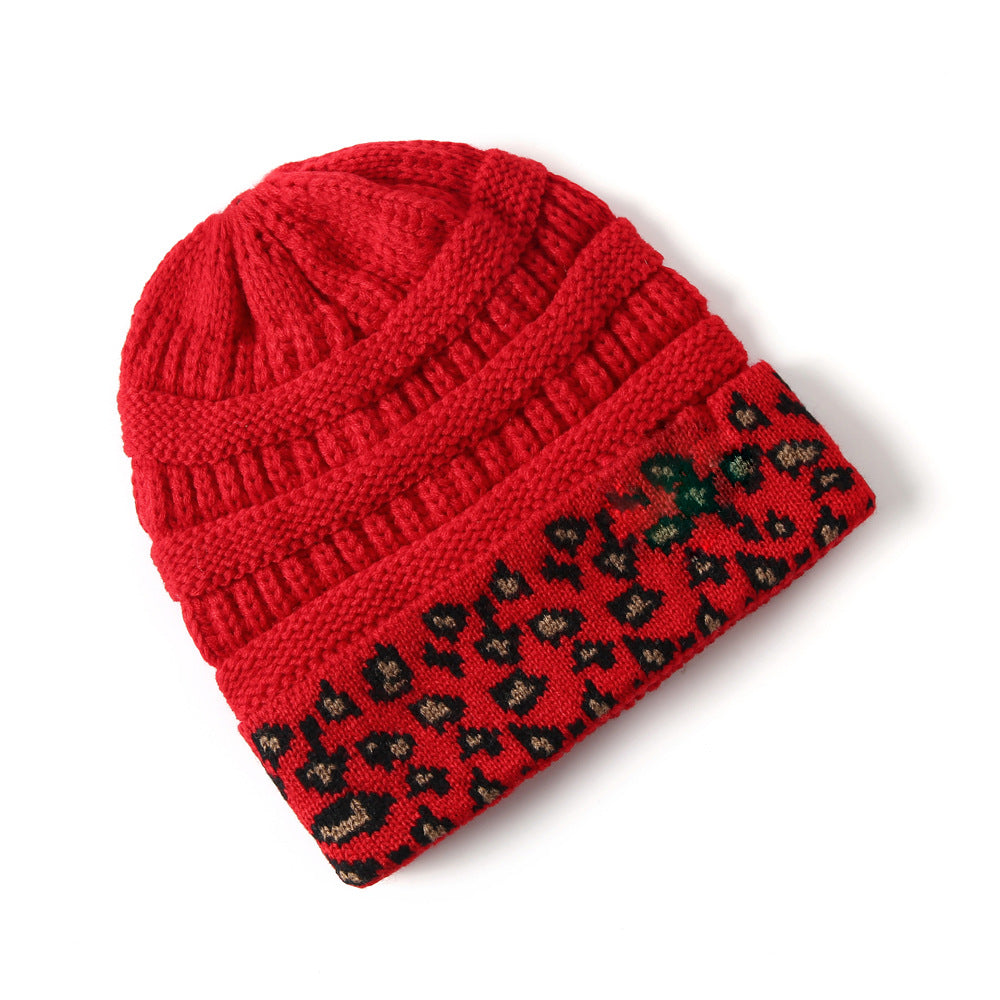 Women's Leopard Print Knit Beanie in 10 Colors - Wazzi's Wear