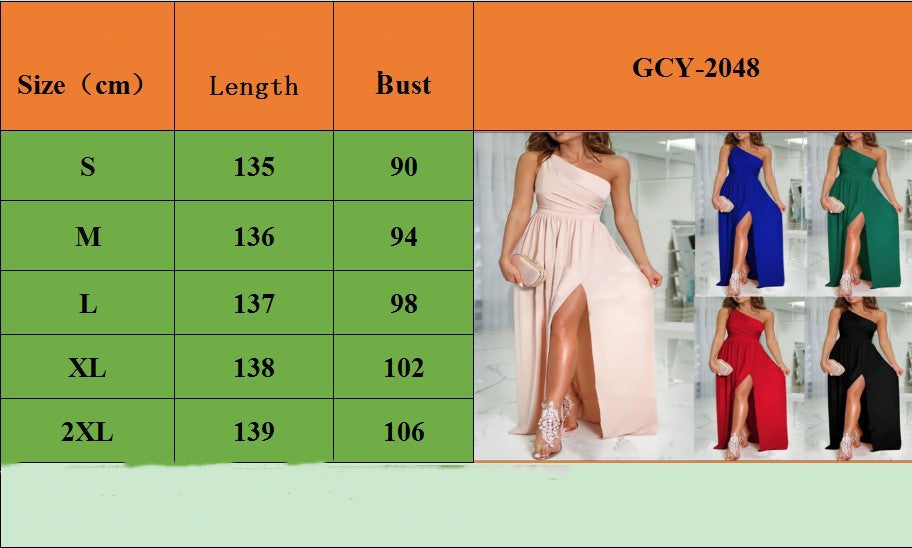 Women’s One Shoulder High Waist Maxi Evening Dress in 5 Colors S-XXL