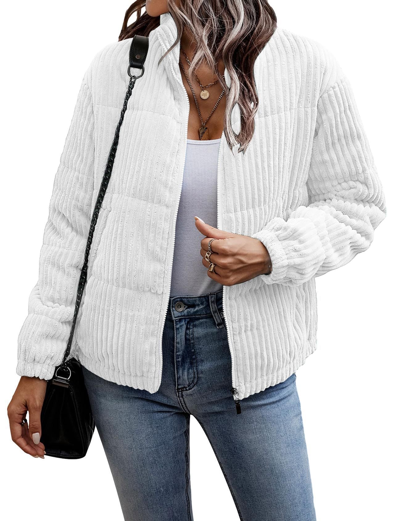 Lightweight Ribbed Women’s Jacket with Pockets