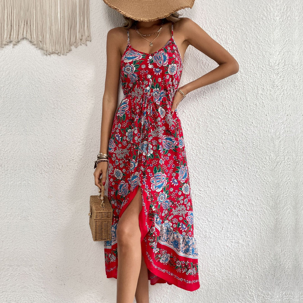 Women’s Floral Camisole Dress with Asymmetric Hem S-XL - Wazzi's Wear