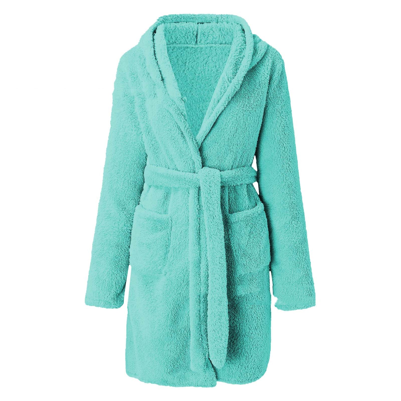 Women’s Plush Long Sleeve Housecoat with Waist Tie in 10 Colors S-XXL - Wazzi's Wear