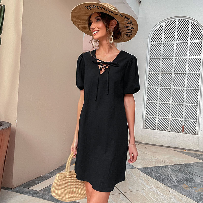 Women's New Summer Casual Cotton Linen Loose Strappy Dress