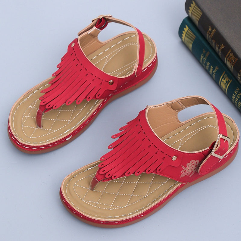 Women's Fringed Roman Thong Sandals in 5 Colors - Wazzi's Wear