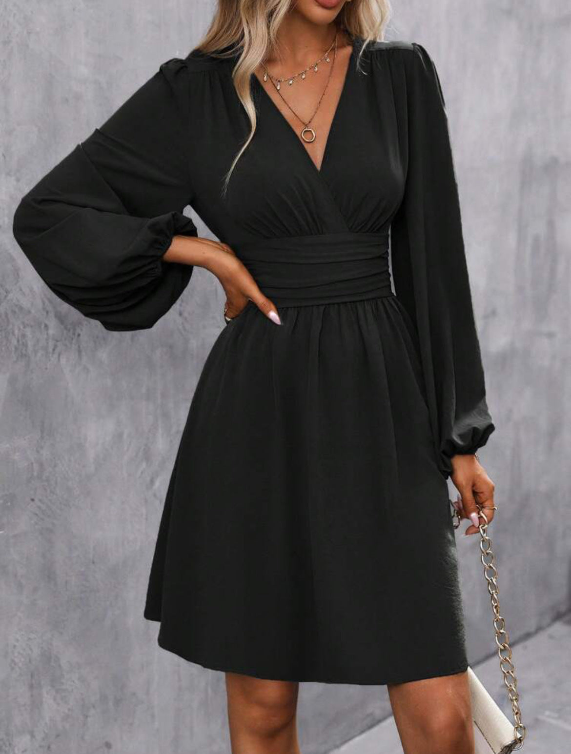 Women’s V-Neck Long Sleeve Midi Dress