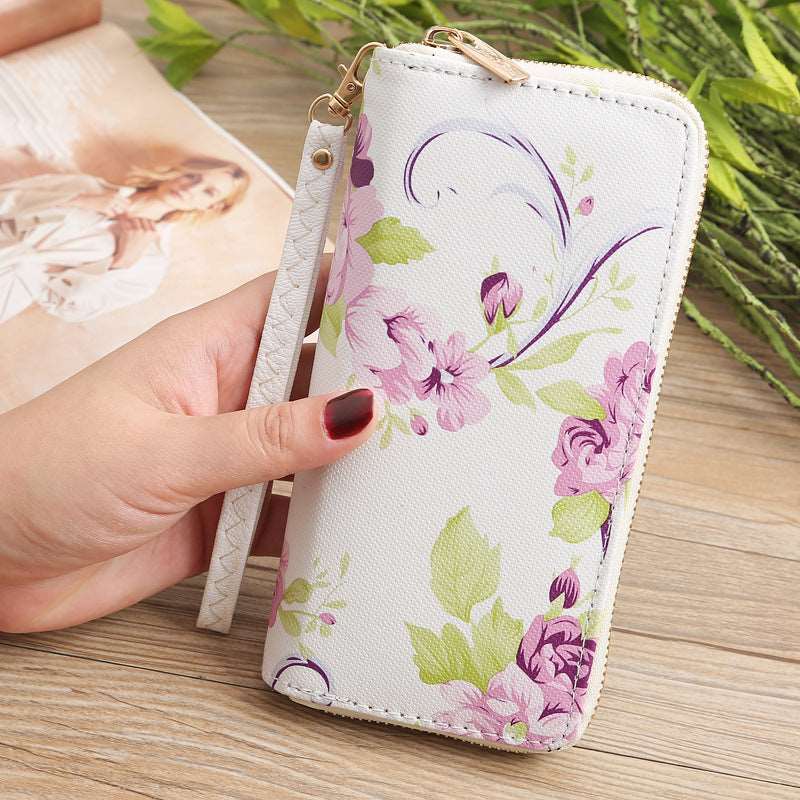 Women's Multi-Compartment Zippered Floral Wallet