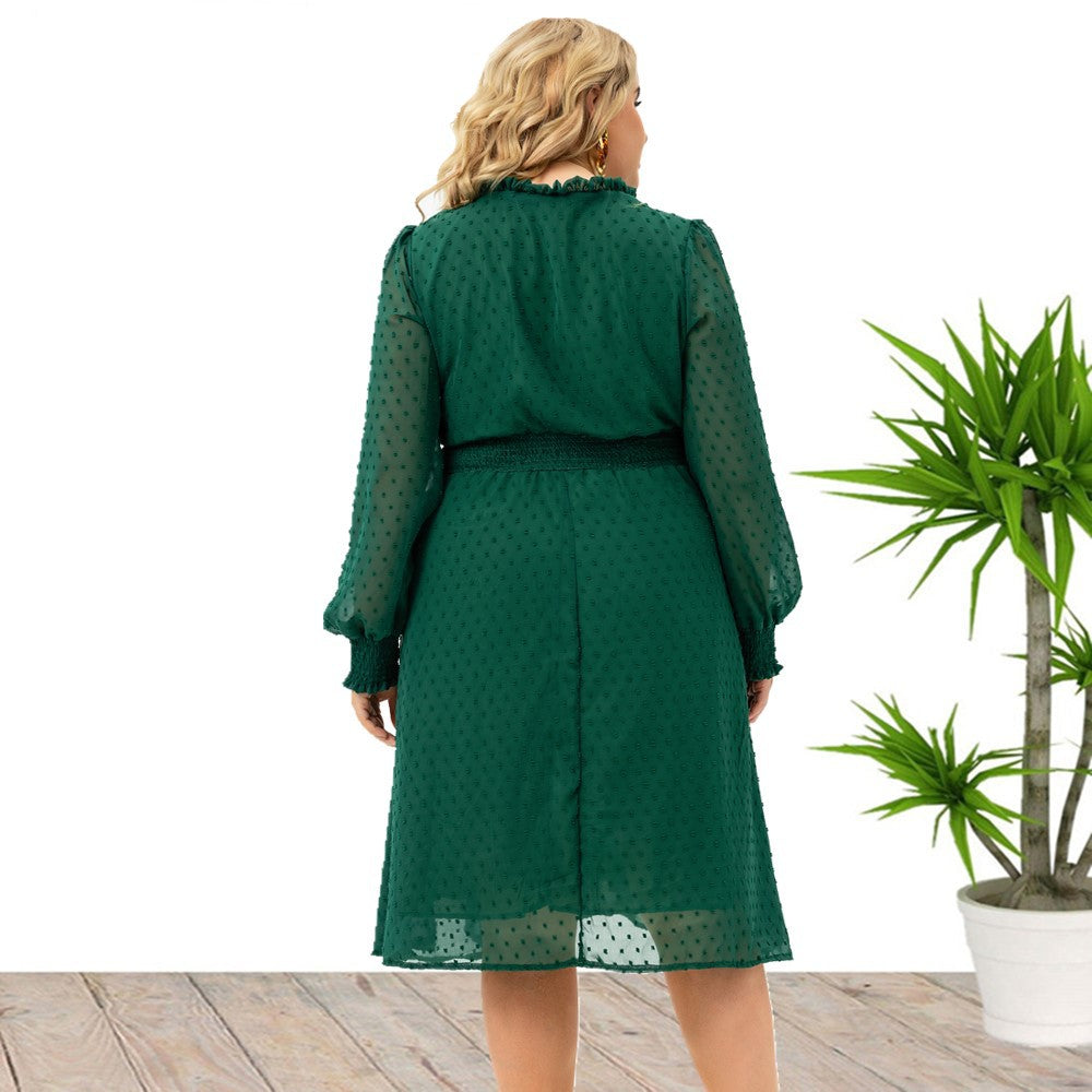 Fashion Women's Sleeves Chiffon Cut Flower Dress