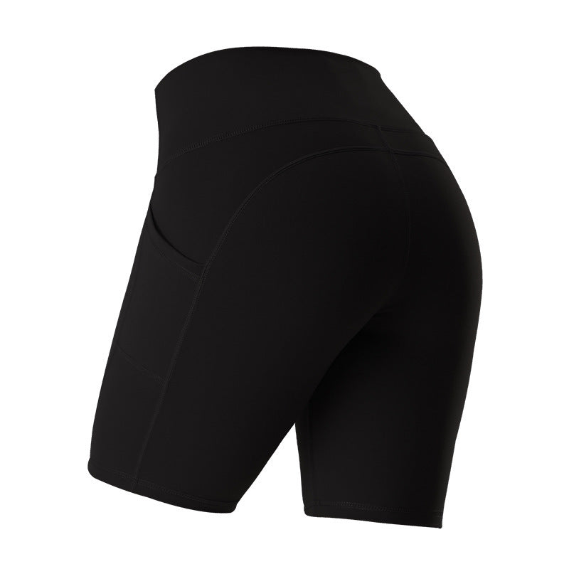 Women’s High Waist Mid-Length Activewear Yoga Shorts with Pockets