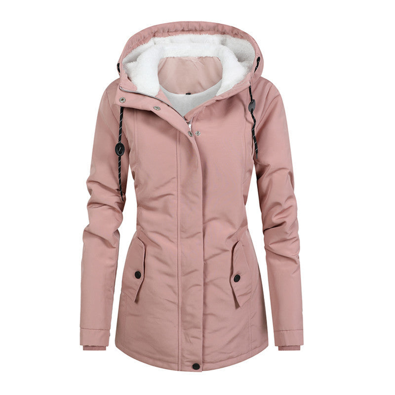 Fleece-Lined Women’s Jacket with Drawstring Hood