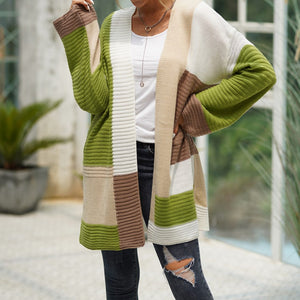 Women's Colorblock Knit Cardigan Sweater in 6 Colors S-XL - Wazzi's Wear